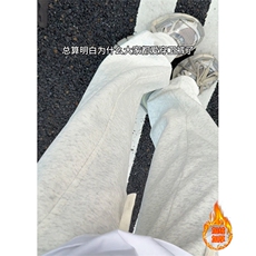 冬季百搭卫裤男女同款弯刀长裤加绒加厚舒适微喇裤子K3669-特P35，男装休闲裤，电商B295