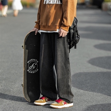 美式高街工装牛仔裤男潮牌直筒阔腿牛仔长裤XN508-P45，男装牛仔裤，星座1001-1