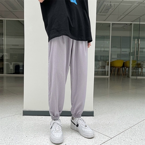 港风ins外景束脚大码宽松潮男休闲运动九分裤KZ0001P55控78图片