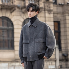 羊毛双面尼子外套男休闲短款夹克秋冬宽松高级感j85866-p325控559，男装毛呢大衣，电商A355（原A415）