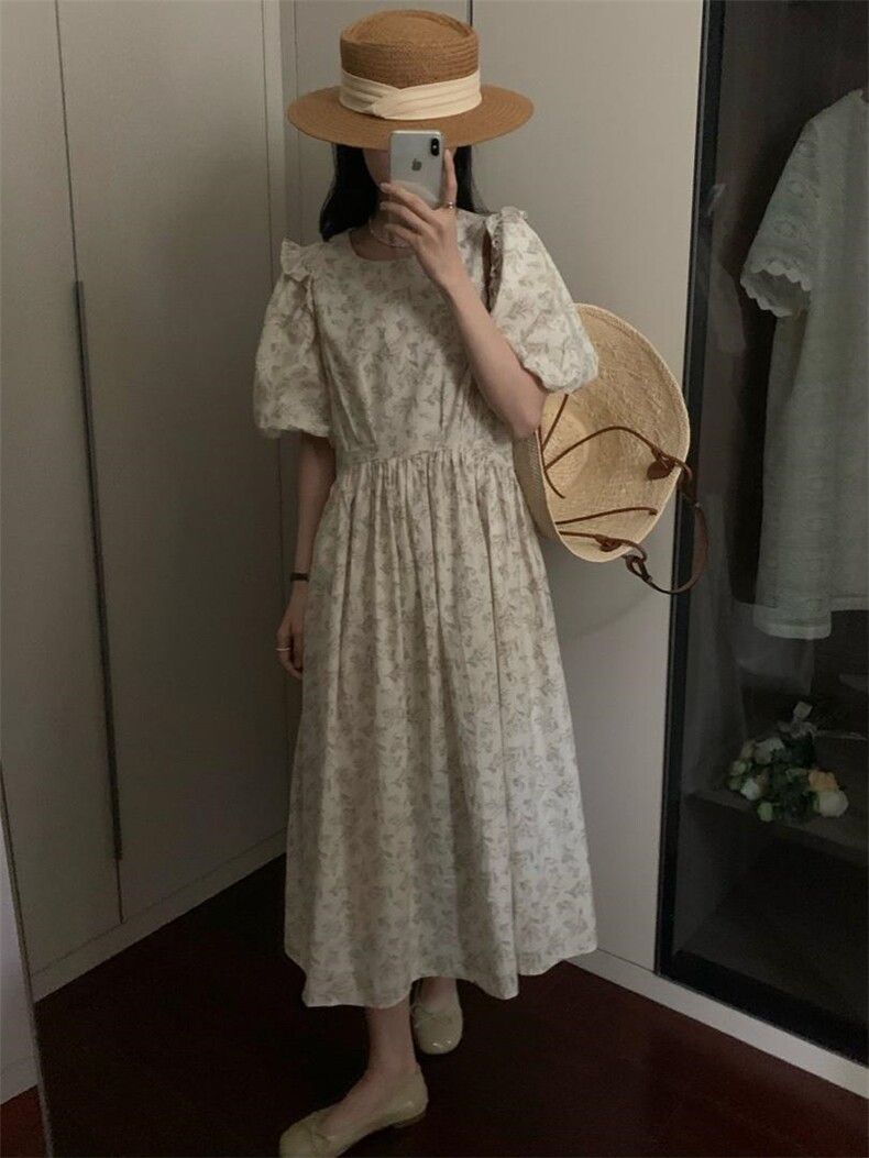 韩系碎花连衣裙，女装连衣裙，Fueeh(4F)