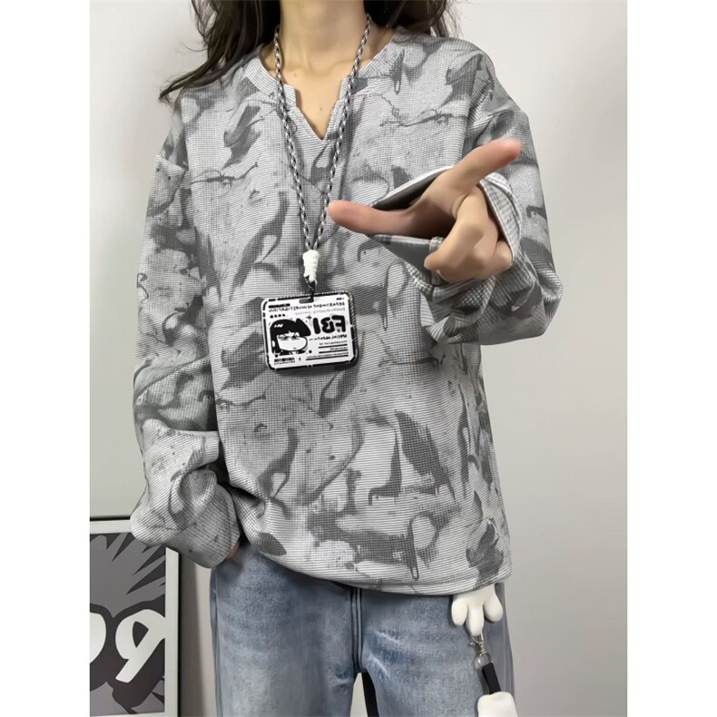 XZ809A/CX615/特P24/控48印花美式V领长袖打底衫卫衣，男装T恤，星座809A(原222-1)