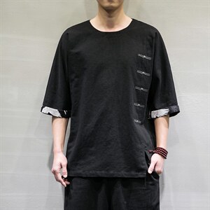 春夏风棉麻七分短袖t恤男宽松大码上衣DSA008/T063/P60图片