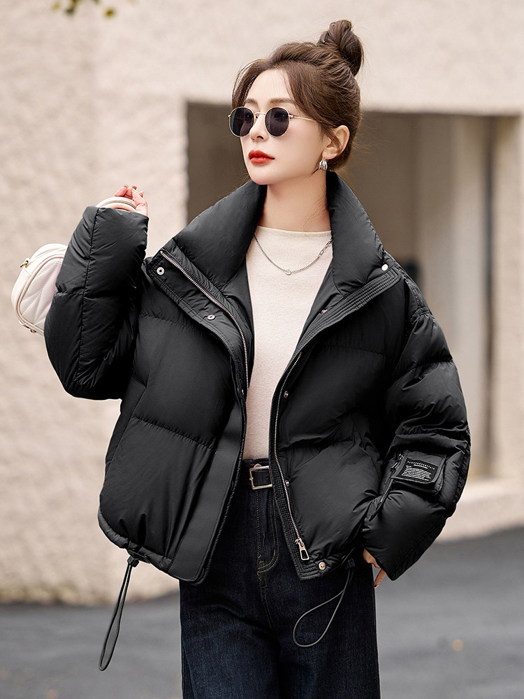 玫红色时尚显白羽绒服女2024冬季新款小个子加厚白鸭绒面包服外套,女装羽绒服,艾仟回(原伊仟回)