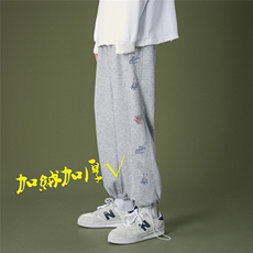K2088J/P50男士休闲裤冬季ins加绒加厚宽松束脚运动大码长裤控68，男装休闲裤，电商A141