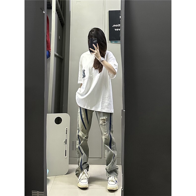 B221 美式ins高街小众个性男女破洞牛仔裤 LK23001-P65 控88图片