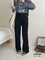四面弹阔腿裤中腰直筒裤时尚潮流，女装休闲裤，洛丽兰可