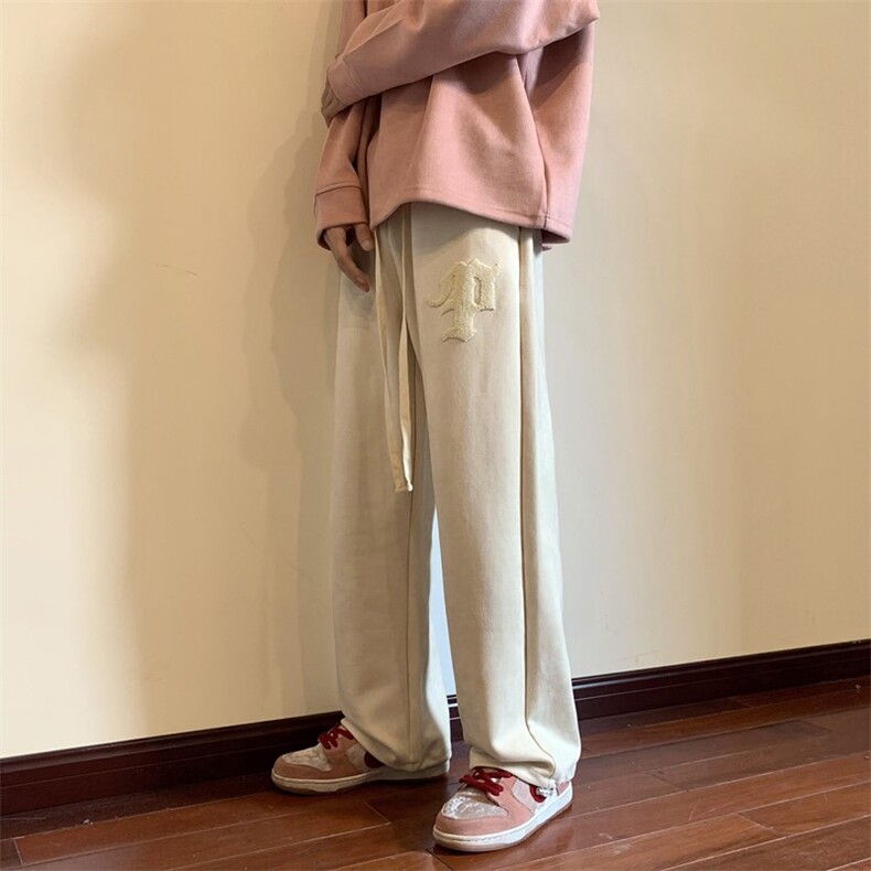 哥特字母毛巾绣麂皮绒高街休闲裤地板景XZ604-KP82-P55控68,男装休闲裤,星座604