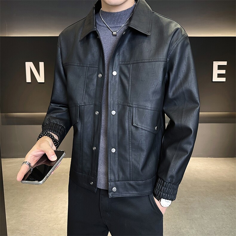 25885-M-4XL-P145店主风秋季男士休闲翻领复古做旧皮衣夹克外套,男装皮衣,电商B255