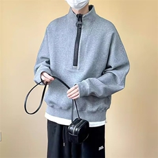 【004】半拉链立领卫衣男士短阔休闲通勤上衣A079-6819-P45，男装卫衣，电商A079