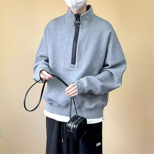 【004】半拉链立领卫衣男士短阔休闲通勤上衣A079-6819-P45图片