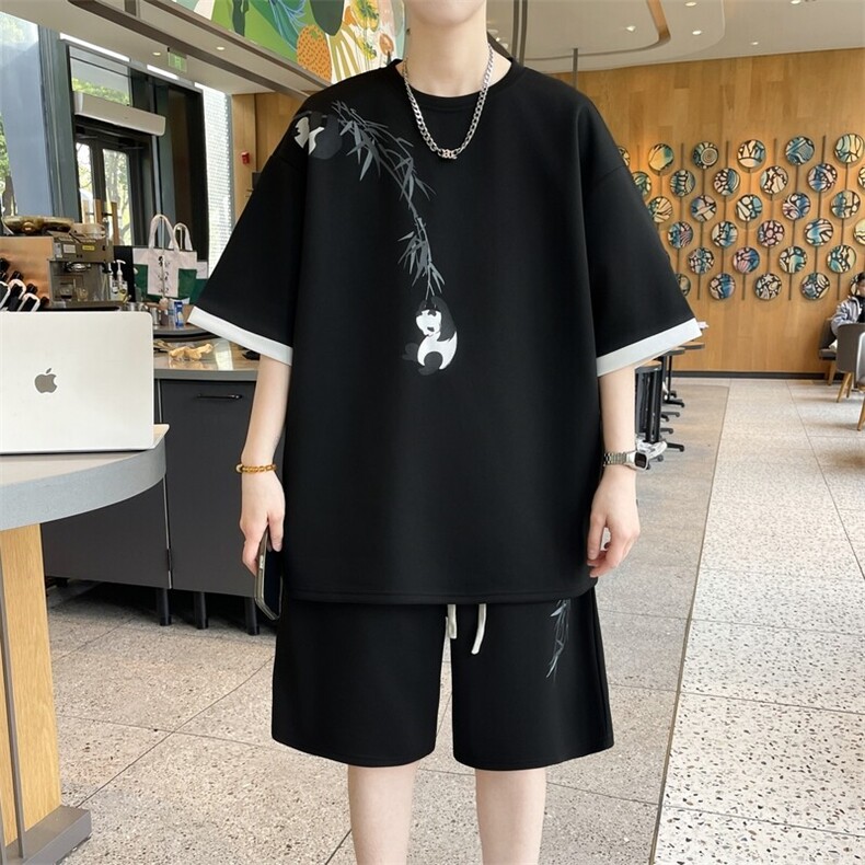 主推夏季风印花套装青少年时尚百搭短袖短裤套装TZ6123,男装牛仔裤,星座210-1