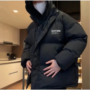 羽绒服男带门禁2025冬季新款青少年时尚拼色面包服防寒保暖外套图片