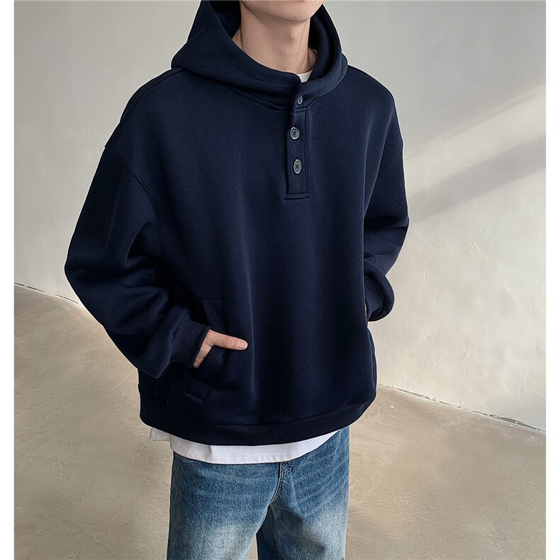 美式重磅纽扣连帽卫衣男女秋季小众潮牌宽松慵懒风外套D381P50,男装卫衣,电商A335-1（原A458）