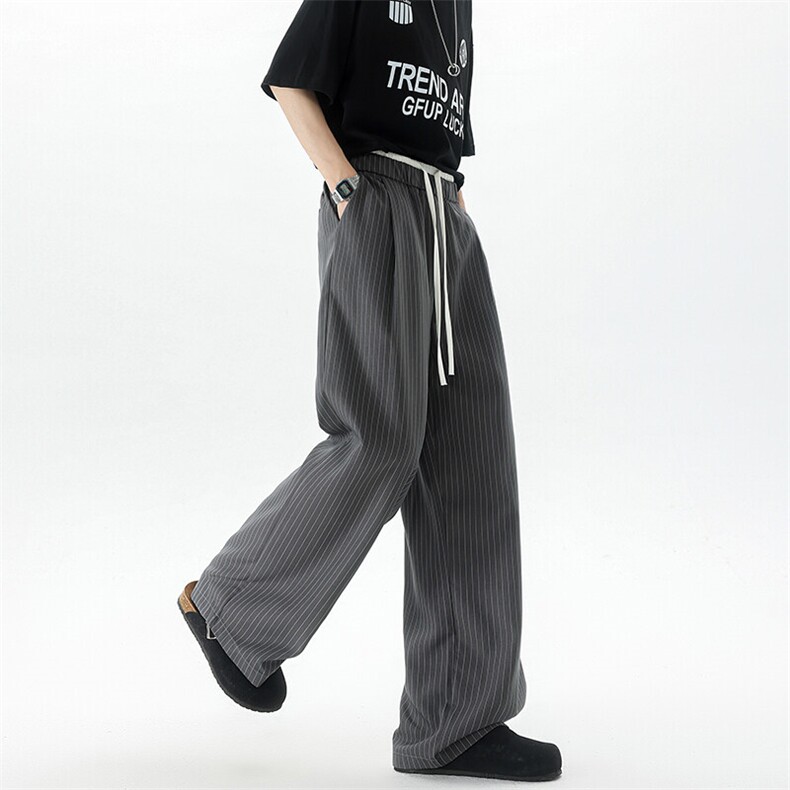 8XL-M假两件双腰山本裤条纹休闲西裤男夏宽松大码阔腿裤KZ052P60,男装休闲裤,电商B312