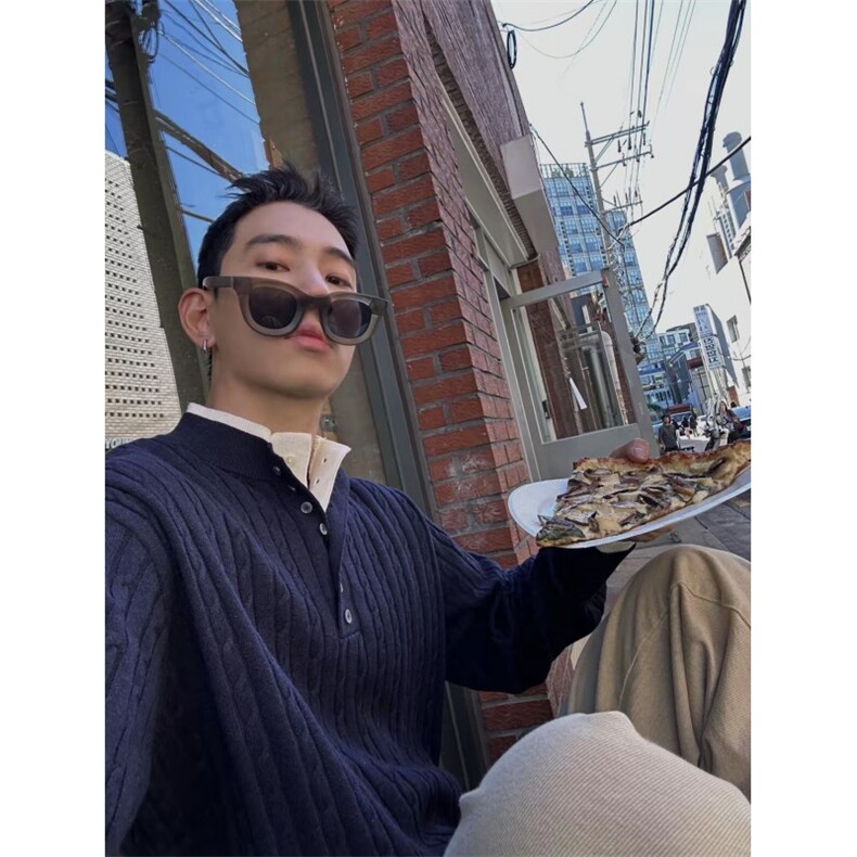新贵轻奢松弛感老钱风亨利领假两件毛衣肌理休闲针织衫16808/P88图片