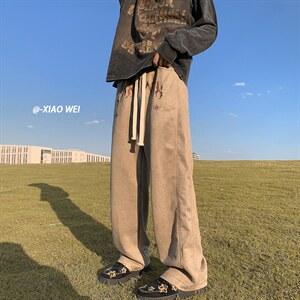 秋季新款休闲裤男麂皮绒拖地D329-QM517-P55-控78图片