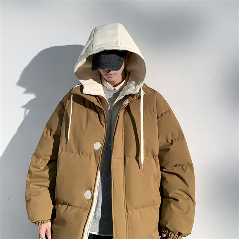 冬季青少年连帽假两件外套加绒加厚休闲简约棉衣棉服5303-P85,男装棉衣,电商B306