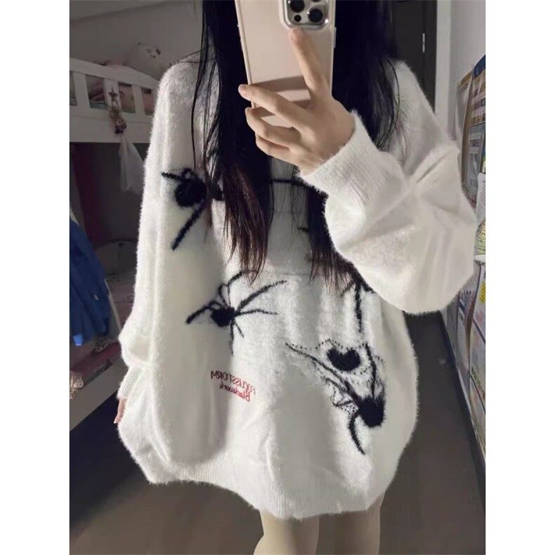 秋冬新款复古慵懒风蜘蛛毛衣日系美式百搭宽松高街中性风针织毛衣,男装针织衫/毛衣,星座601-1