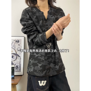 XZ809A/CX604/特P24/控48   印花美式V领长袖打底衫卫衣图片