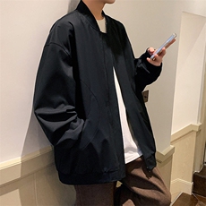 美式高街复古老钱风夹克冲锋衣男女纯色休闲宽松棒球立领飞行外套，男装夹克，电商A486