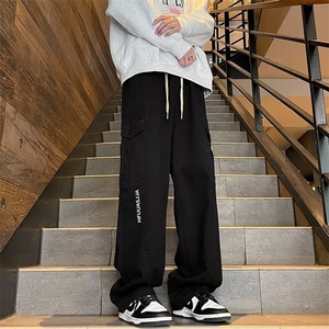 美式精梳棉工装裤男士秋季宽松直筒阔腿裤痞帅大口袋休闲长 KM952图片