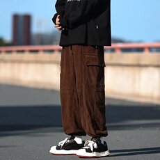 春秋灯芯绒裤子男韩版宽松直筒运动裤大口袋休闲阔脚长裤KA727，男装休闲裤，星座1116A-1（原606A）