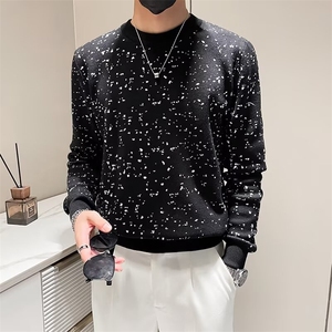 星空高级感高端毛衣男潮牌内搭针织衫冬季男士保暖打底衫 S596图片