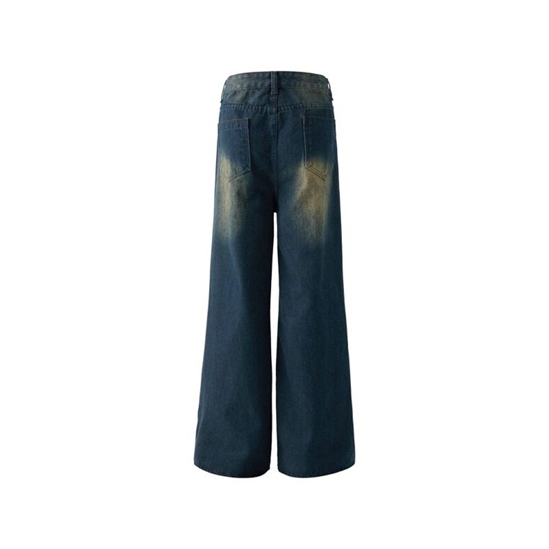 复古水洗牛仔裤男女宽松阔腿cleanfit做旧拖地裤子直筒MA1088-p52,男装牛仔裤,星座1008