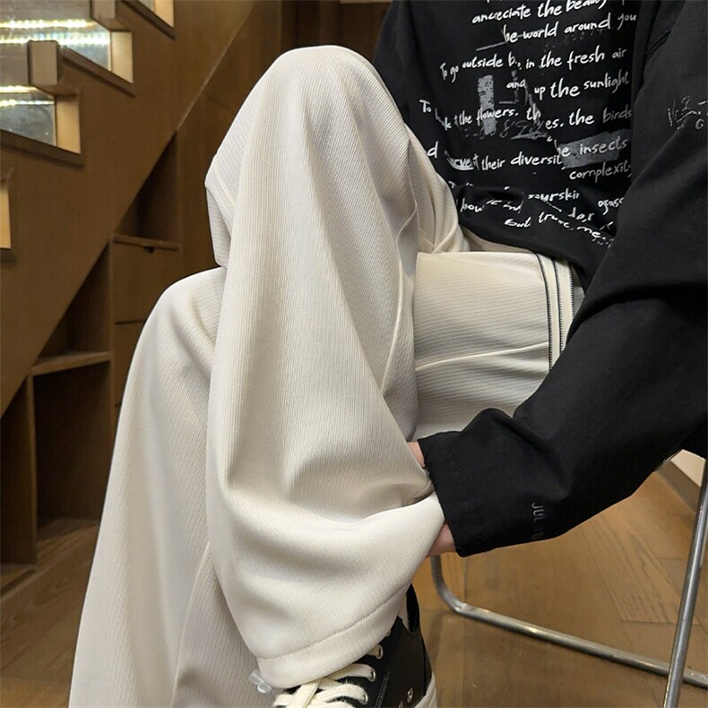 特批P30无差价2025潮流纹理感直筒休闲裤男宽松拖地阔腿裤K5646,男装休闲裤,电商A001