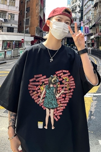 欧美式 小女孩创意印花短袖t恤夏高克重半袖体恤XZ514-2-1300-P28图片