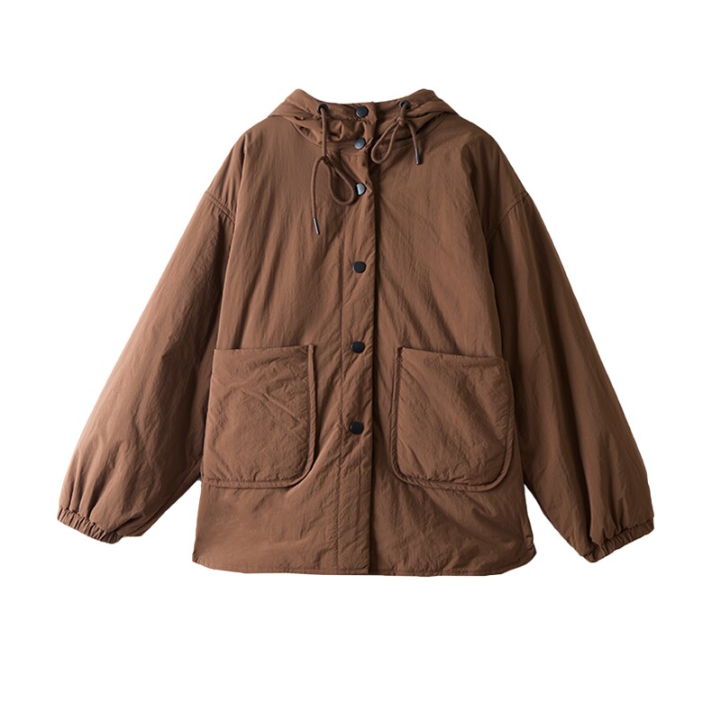 现货2024年冬季女装棉衣连帽外套通勤极简百搭,女装棉衣/棉服,莜菲儿