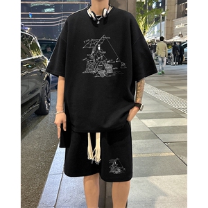 套装！华夫格套装短袖T恤短裤男 HTZ533-特p：38图片