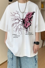 图案已注册夏季新款ins蝴蝶印花短袖T恤男潮宽松半袖体恤D105/P25，男装T恤，电商B209