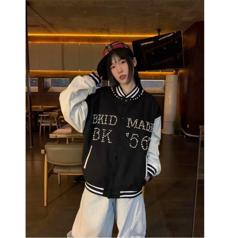 外套2025新款春季小狗刺绣宽松棒球服红色短款夹克女装W6443-P78,男装夹克,星座412-1