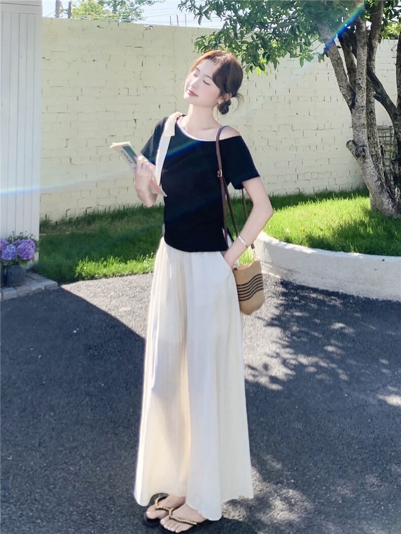2026年夏季青春活力风拼接休闲/淑女两件套撞色,女装套装/套裙,秀美人生