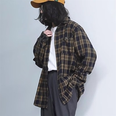 日系复古cityboy格子衬衫男长袖春秋款宽松情侣休闲外套LC655-p40，男装衬衫，星座1008