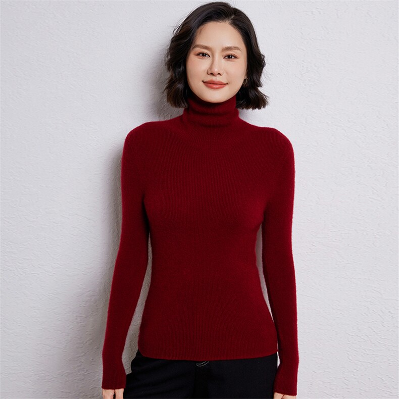 优雅女士高领羊毛衫羊毛显瘦百搭保暖针织衫,女装羊毛衫,温伦斯特羊绒