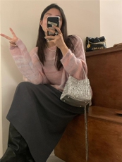 2025百搭简约渐变细闪亮片套头毛衣，女装针织衫/毛衣，东正羊绒
