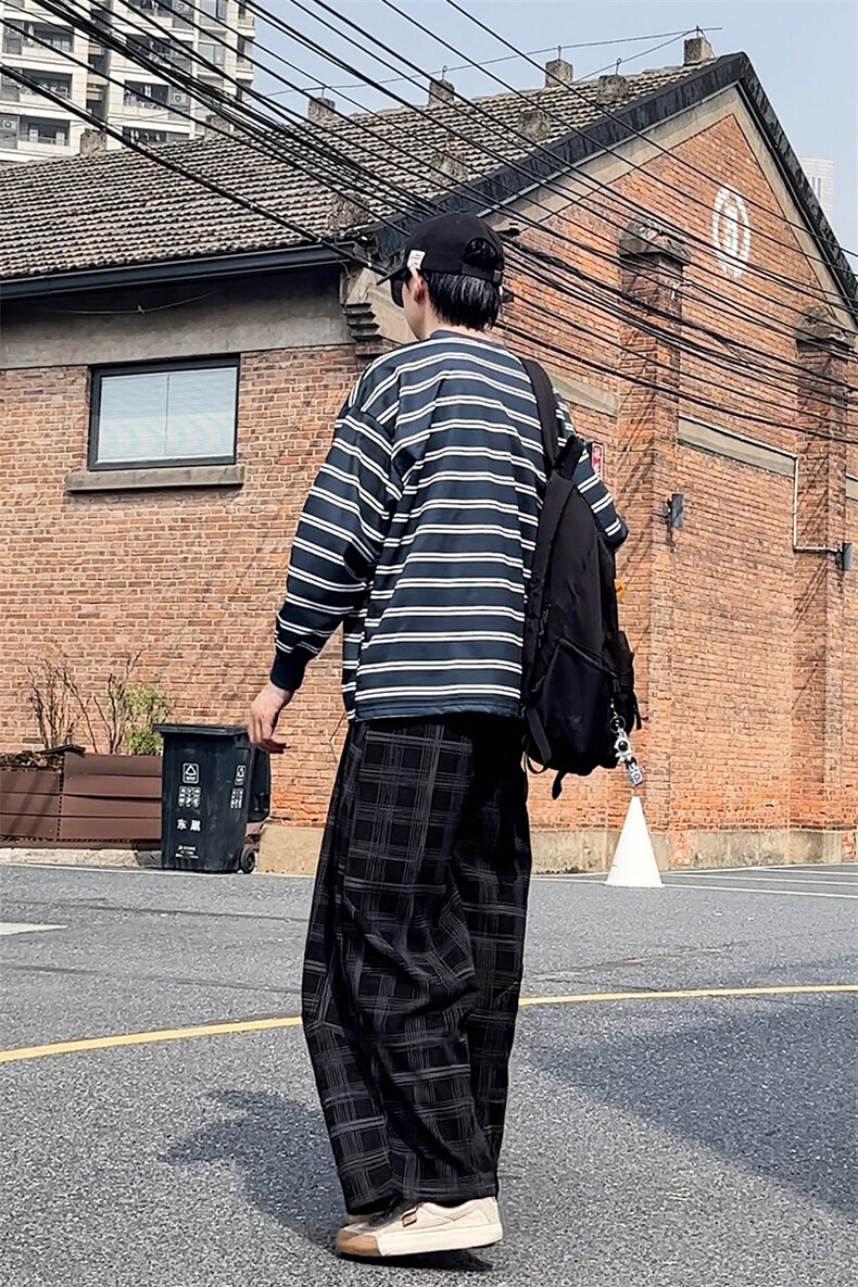 加绒卫裤肌理感格纹休闲裤男2025搭配卫衣毛衣日系裤子1030/P55,男装休闲裤,星座1412-2