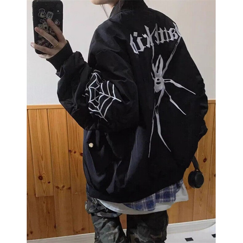 早春新款外套蜘蛛印花棒球服男女春秋宽松机车夹克上衣JK355,男装夹克,星座1116A（原606A-3）