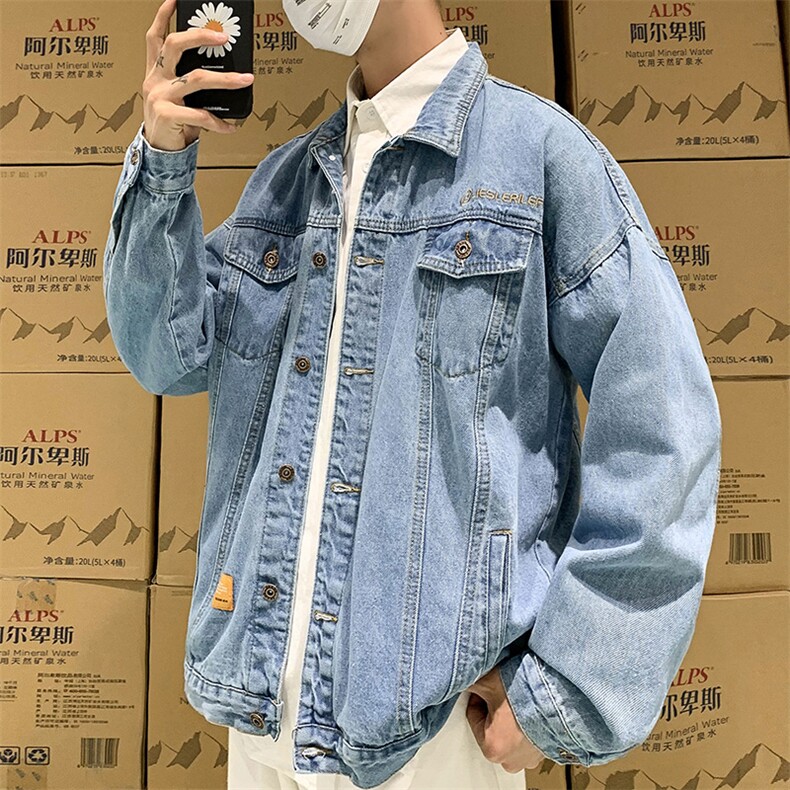2021秋季新款学生大码男休闲套港风牛仔外工装夹克J120-P75,男装夹克,电商A001