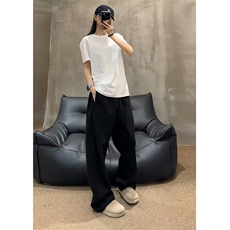 美式复古灰色弯刀卫裤男款高腰微喇针织裤子直筒垂坠感阔腿运动裤，男装卫衣，星座515A