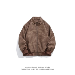 美式潮牌PU皮夹克男春复古cleanfit皮衣外套高街痞上衣W6825-P60