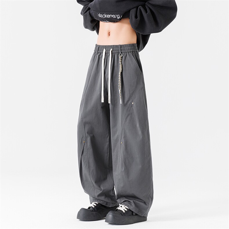 美式复古水洗多褶皱铆钉工装裤潮款弯刀裤225-2-K15-P50控88，男装工装外套，星座225-2