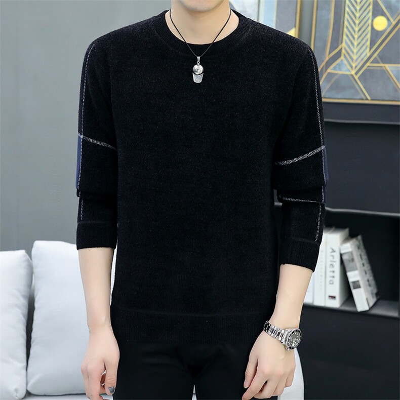 圆领毛衣男加绒加厚一体绒卫衣秋冬季百搭毛线针织衫8862-P55元,男装针织衫/毛衣,星座1706