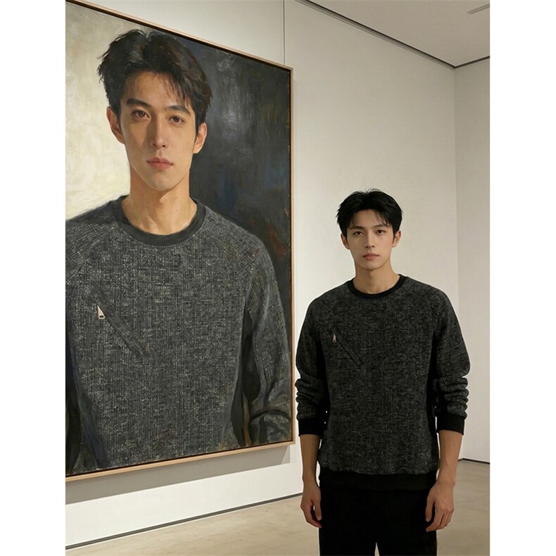 撞色拼接长袖薄款卫衣春季解构圆领男士打底衫C64179-TP4578,男装T恤,电商A102