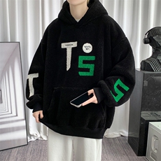 秋冬加绒加厚连帽羊羔绒卫衣男女休闲毛巾绣外套976-P90控价118，男装卫衣，电商A441-1
