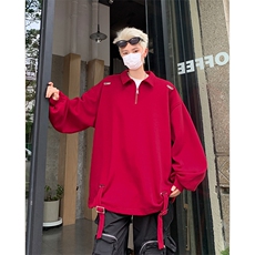 405A美式高街设计感金属气眼拉链翻领卫衣WY24812-P68控88，男装卫衣，星座405A