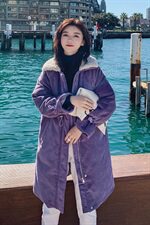现货！羊羔毛拼接灯芯绒棉衣浙宝163-812，女装棉衣/棉服，拾菱